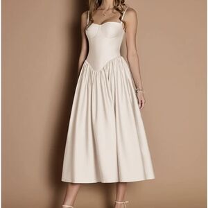 Ottilie Cream Pleated Midi Dress